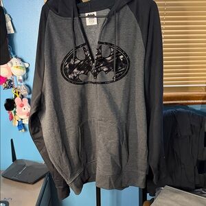 Batman Gray and Black Zip-Up Men's Sweater